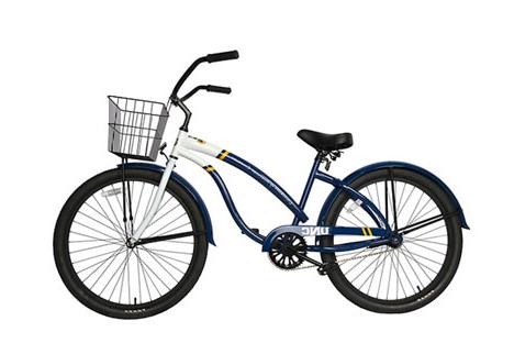 Blue cruiser bike that can be rented from Outdoor Pursuits free of cost